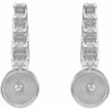 Pearl Bar Earrings Mounting in 14 Karat White Gold for Pearl Stone, 1.11 grams