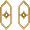 Geometric Earrings Mounting in 14 Karat Yellow Gold for Square Stone, 1.86 grams