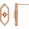 Geometric Earrings Mounting in 14 Karat Rose Gold for Square Stone, 1.86 grams
