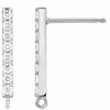 Accented Bar Earring Top Mounting in 14 Karat White Gold for Round Stone, 0.34 grams