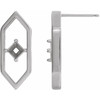 Geometric Earrings Mounting in Sterling Silver for Square Stone, 1.49 grams