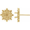 Starburst Earrings Mounting in 14 Karat Yellow Gold for Round Stone, 1.85 grams