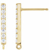 Accented Bar Earring Top Mounting in 14 Karat Yellow Gold for Round Stone, 0.36 grams