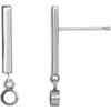Bezel Set Bar Earrings Mounting in Sterling Silver for Round Stone, 0.54 grams