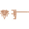 Accented Earrings Mounting in 14 Karat Rose Gold for Round Stone, 0.56 grams