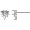 Accented Earrings Mounting in 14 Karat White Gold for Round Stone, 0.53 grams