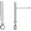 Bezel Set Bar Earrings Mounting in 14 Karat White Gold for Round Stone, 0.67 grams
