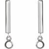 Bezel Set Bar Earrings Mounting in 14 Karat White Gold for Round Stone, 0.67 grams