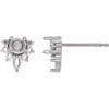 Accented Earrings Mounting in Platinum for Round Stone, 0.84 grams
