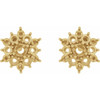 Accented Cabochon Earrings Mounting in 14 Karat Yellow Gold for Round Stone, 1.93 grams