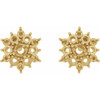 Accented Cabochon Earrings Mounting in 14 Karat Yellow Gold for Round Stone, 1.93 grams