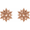 Accented Cabochon Earrings Mounting in 14 Karat Rose Gold for Round Stone, 1.95 grams