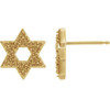 Star of David Earrings Mounting in 14 Karat Yellow Gold for Round Stone, 1.1 grams