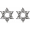 Star of David Earrings Mounting in 14 Karat White Gold for Round Stone, 1.06 grams