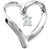 Heart Earrings Mounting in 14 Karat White Gold for Round Stone, 0.67 grams