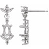 Accented Earrings Mounting in Sterling Silver for Oval Stone, 0.56 grams