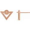 Pearl Geometric Earrings Mounting in 14 Karat Rose Gold for Pearl Stone, 0.82 grams