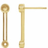 Bezel Set Bar Earrings Mounting in 14 Karat Yellow Gold for Round Stone, 0.81 grams