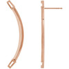 Baguette Accented Curved Bar Earrings Mounting in 14 Karat Rose Gold for Tapered baguette Stone, 1.14 grams