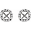 Halo Style Cocktail Style Earrings Mounting in 14 Karat White Gold for Cushion Stone, 1.39 grams