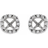 Halo Style Cocktail Style Earrings Mounting in 14 Karat White Gold for Cushion Stone, 1.39 grams