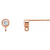 Round Micro Bezel Earring Top Mounting in 14 Karat Rose Gold for Round Stone, 0.18 grams