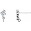 Cluster Earring Top Mounting in 14 Karat White Gold for Round Stone, 0.41 grams