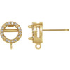 Round Halo Style Earring Top Mounting in 14 Karat Yellow Gold for Round Stone, 0.58 grams