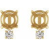 Round 4 Prong Accented Earrings Mounting in 18 Karat Yellow Gold for Round Stone, 1.13 grams