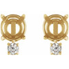 Round 4 Prong Accented Earrings Mounting in 18 Karat Yellow Gold for Round Stone, 1.13 grams