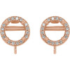 Round Halo Style Earring Top Mounting in 14 Karat Rose Gold for Round Stone, 0.58 grams