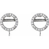 Round Halo Style Earring Top Mounting in 18 Karat White Gold for Round Stone, 0.66 grams