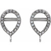 Pear 4 Prong Halo Style Earring Top Mounting in Platinum for Pear shape Stone, 1.17 grams