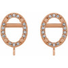 Oval 4 Prong Halo Style Earring Top Mounting in 14 Karat Rose Gold for Oval Stone, 0.82 grams