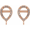 Pear 4 Prong Halo Style Earring Top Mounting in 14 Karat Rose Gold for Pear shape Stone, 0.75 grams
