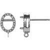 Oval 4 Prong Halo Style Earring Top Mounting in 14 Karat White Gold for Oval Stone, 0.79 grams