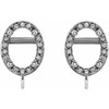 Oval 4 Prong Halo Style Earring Top Mounting in 14 Karat White Gold for Oval Stone, 0.79 grams