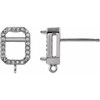 Emerald 4 Prong Halo Style Earring Top Mounting in 14 Karat White Gold for Emerald Stone, 0.83 grams