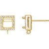 Square 4 Prong Halo Style Earring Top Mounting in 14 Karat Yellow Gold for Square Stone, 0.86 grams