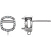 Cushion 4 Prong Halo Style Earring Top Mounting in Platinum for Cushion Stone, 1.45 grams