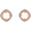 Cushion 4 Prong Halo Style Earrings Mounting in 14 Karat Rose Gold for Cushion Stone, 2.16 grams