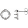 Cushion 4 Prong Halo Style Earrings Mounting in Platinum for Cushion Stone, 3.29 grams