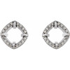Round 4 Prong Halo Style Earrings Mounting in Platinum for Round Stone, 3.36 grams