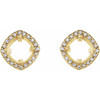 Cushion 4 Prong Halo Style Earrings Mounting in 14 Karat Yellow Gold for Cushion Stone, 2.16 grams