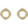 Round 4 Prong Halo Style Earrings Mounting in 14 Karat Yellow Gold for Round Stone, 2.21 grams