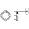 Round 4 Prong Halo Style Earrings Mounting in 14 Karat White Gold for Round Stone, 2.16 grams