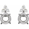 Round 4 Prong Accented Stud Earrings Mounting in 14 Karat White Gold for Round Stone, 0.89 grams