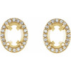 Oval 4 Prong Halo Style Earrings Mounting in 14 Karat Yellow Gold for Oval Stone, 1.94 grams