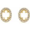 Oval 4 Prong Halo Style Earrings Mounting in 14 Karat Yellow Gold for Oval Stone, 1.94 grams