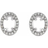 Oval 4 Prong Halo Style Earrings Mounting in 14 Karat White Gold for Oval Stone, 1.9 grams.